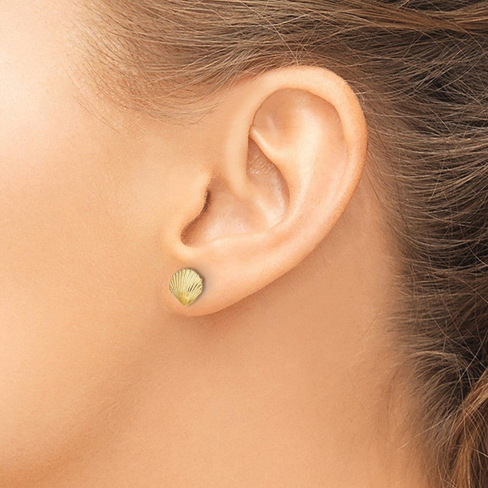 10K Yellow Gold 10K Scallop Shell Post Earrings