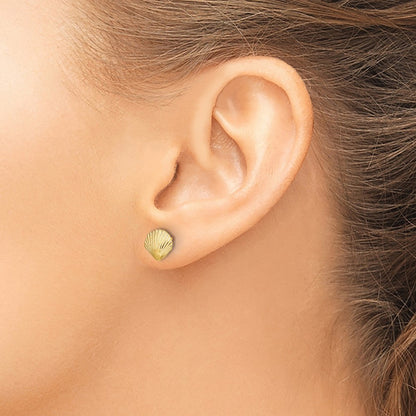 10K Yellow Gold 10K Scallop Shell Post Earrings