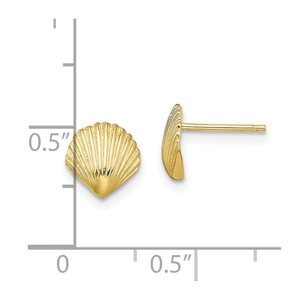 10K Yellow Gold 10K Scallop Shell Post Earrings