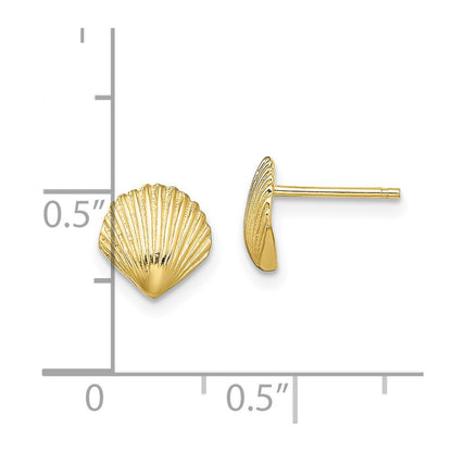 10K Yellow Gold 10K Scallop Shell Post Earrings
