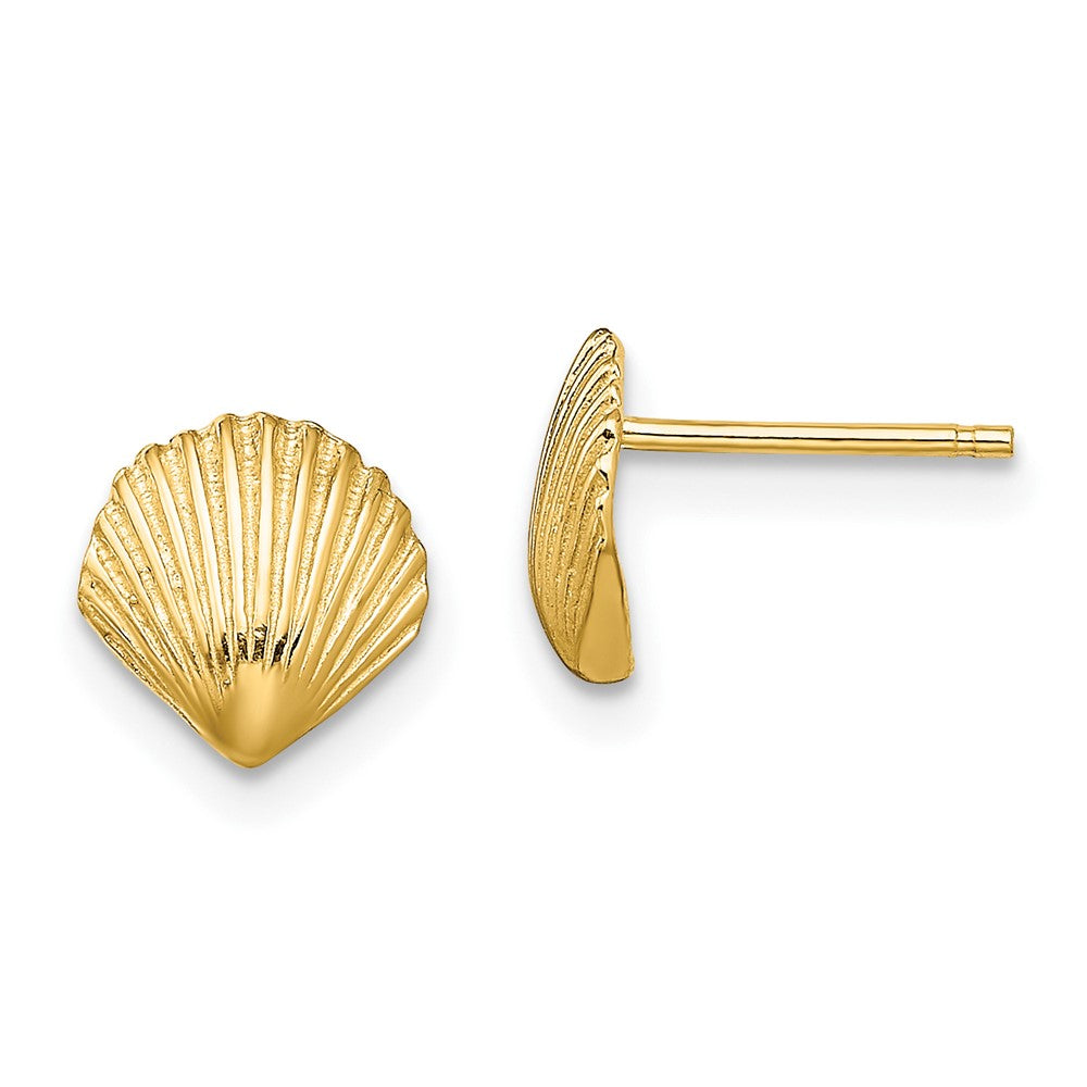 10K Yellow Gold 10K Scallop Shell Post Earrings