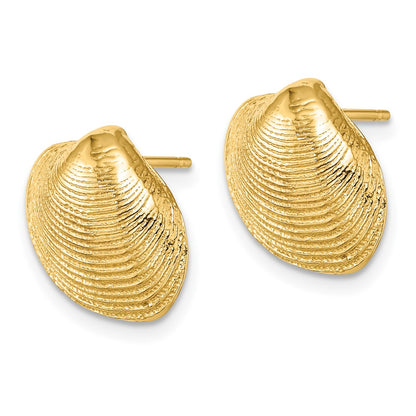 10K Yellow Gold 10K Clam Shell Post Earrings