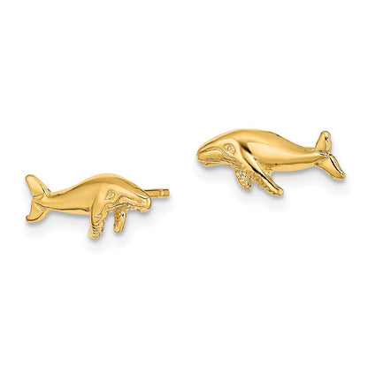 10K Yellow Gold 10K Whale Post Earrings