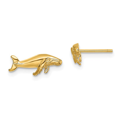 10K Yellow Gold 10K Whale Post Earrings