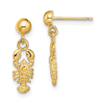 10K Yellow Gold 10K Lobster Post Dangle Earrings