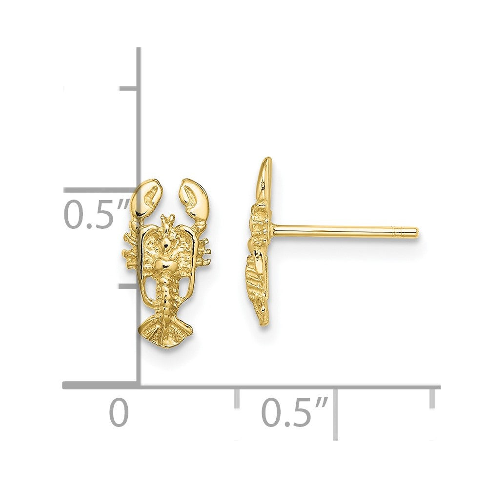 10K Yellow Gold 10K 2-D Lobster Post Earrings