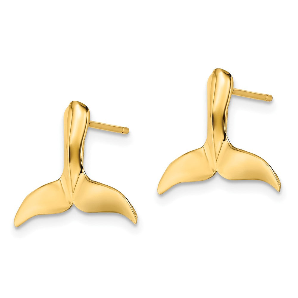 10K Yellow Gold 10K 2-D Whale Tail Post Earrings