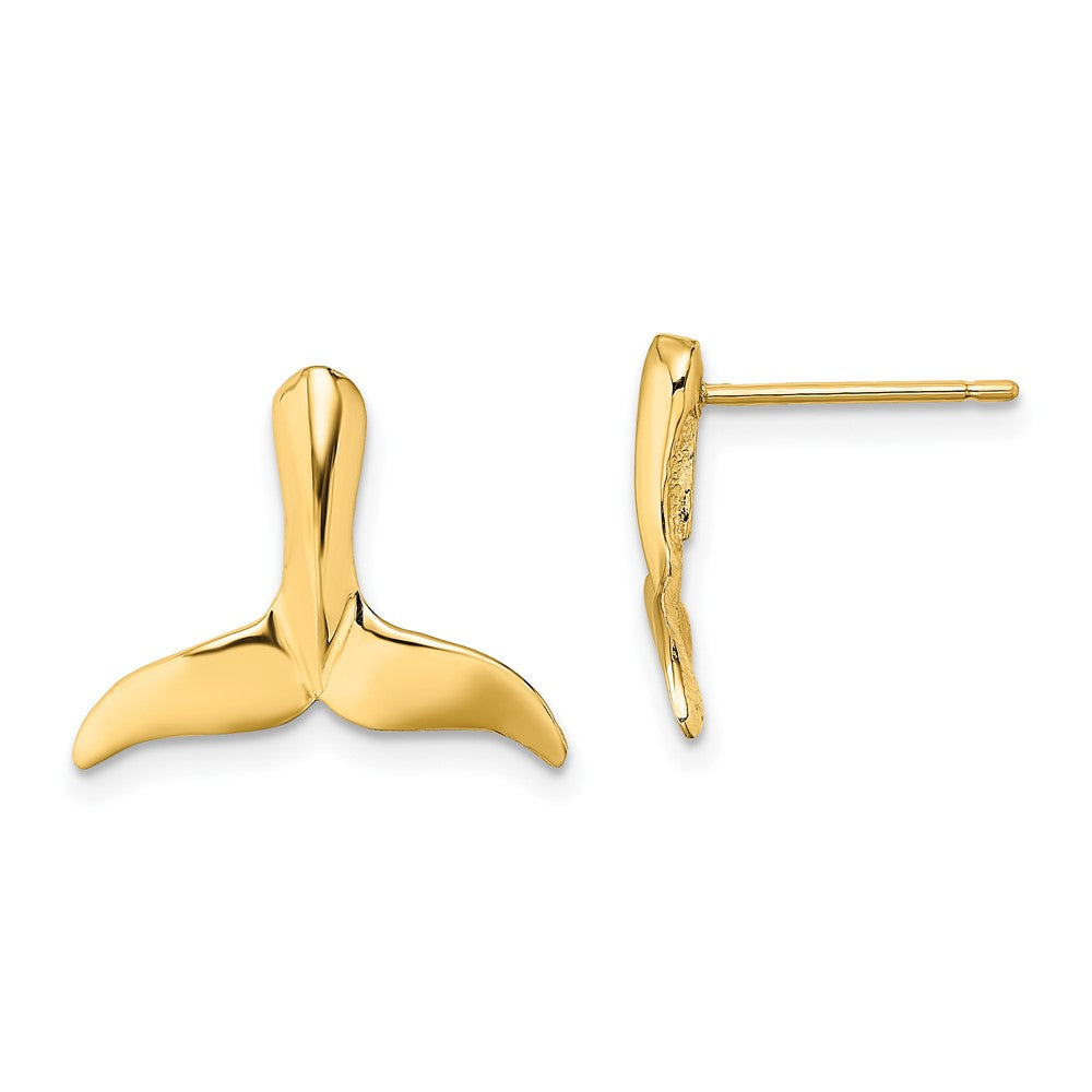 10K Yellow Gold 10K 2-D Whale Tail Post Earrings