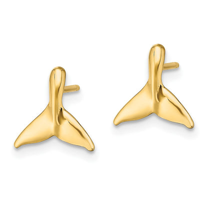 10K Yellow Gold 10K Mini Whale Tail Post Earrings