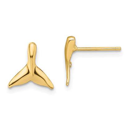 10K Yellow Gold 10K Mini Whale Tail Post Earrings