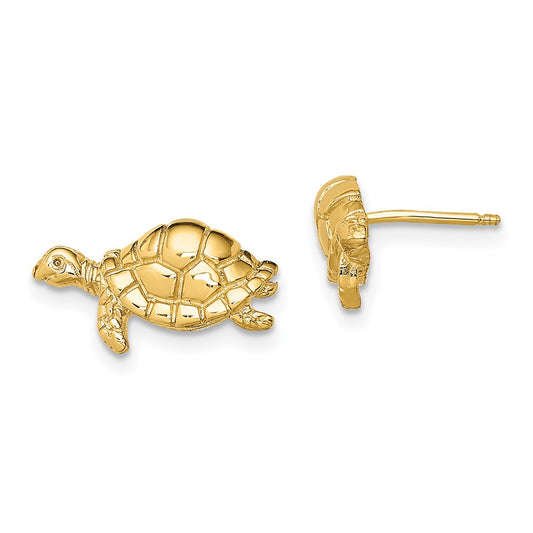 10K Yellow Gold 10K Polished Turtle Post Earrings