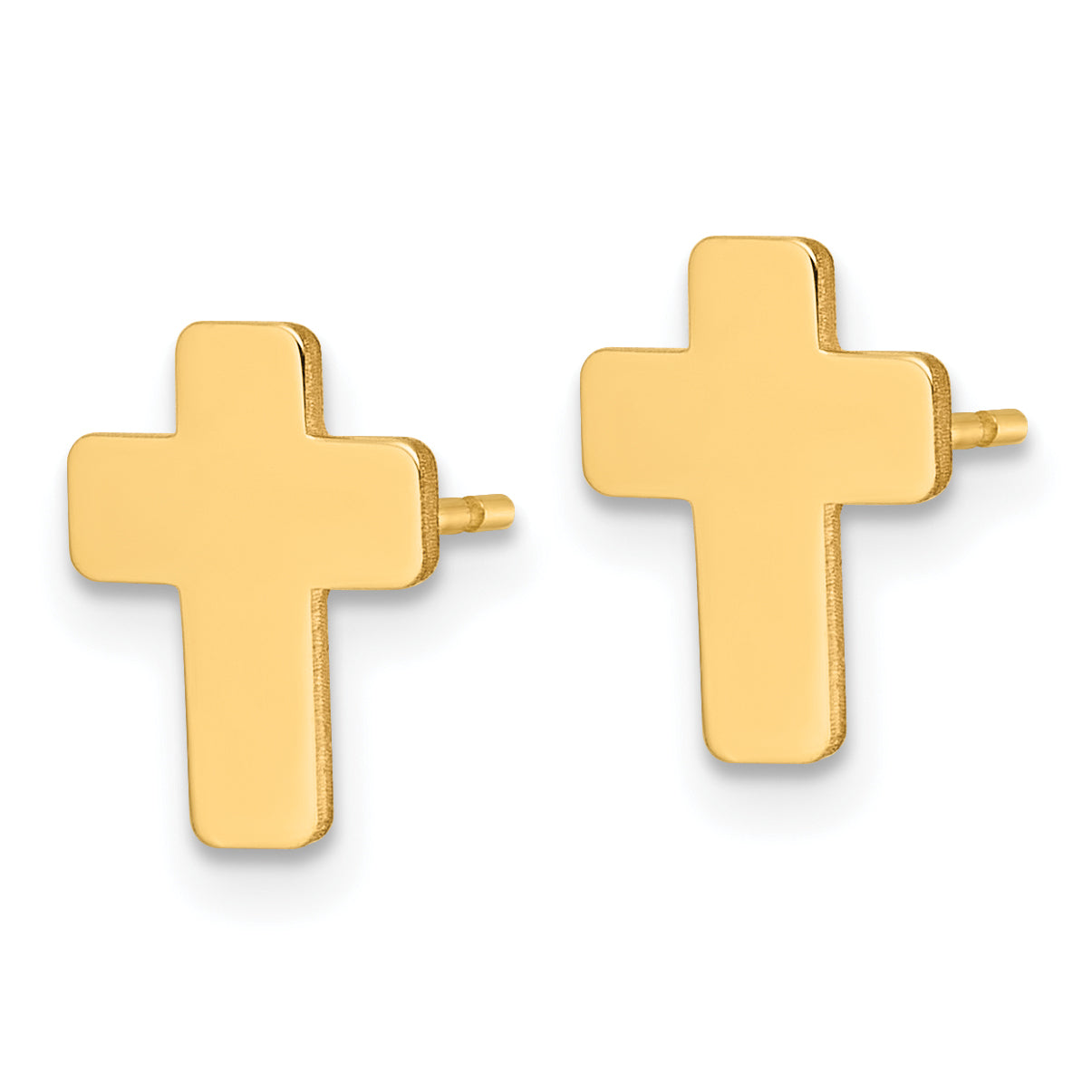 10K Yellow Gold Polished Cross Post Earrings