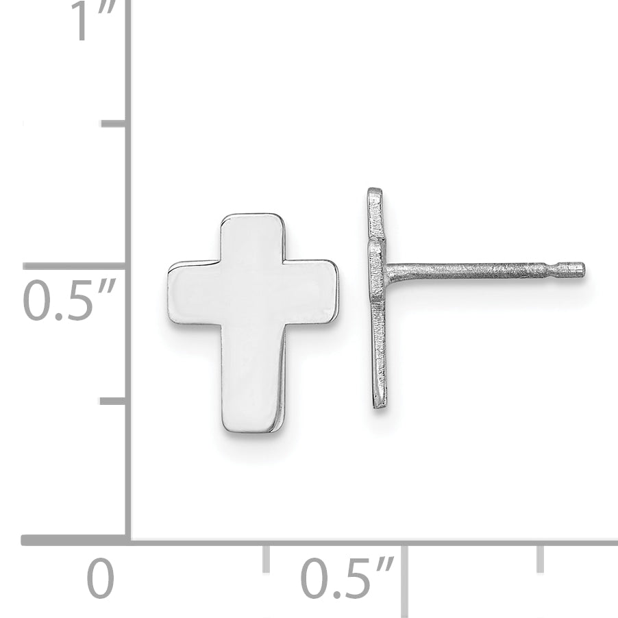 10K White Gold Polished Cross Post Earrings