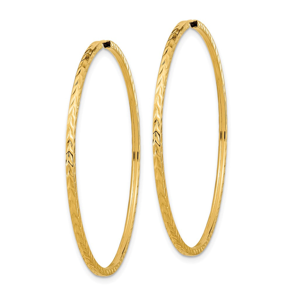 10K Yellow Gold Diamond-Cut Square Tube Endless Hoop Earrings