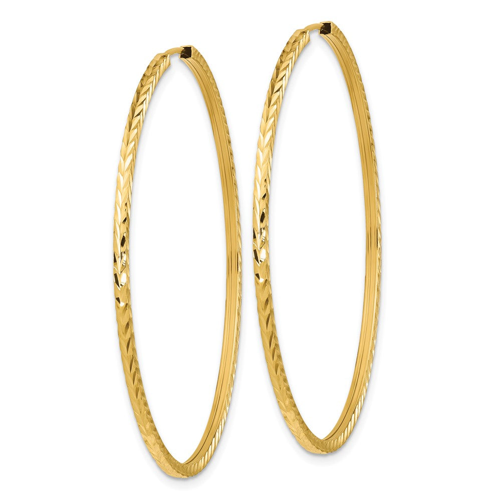 10K Yellow Gold Diamond-Cut Square Tube Endless Hoop Earrings
