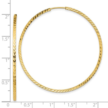 10K Yellow Gold Diamond-Cut Square Tube Endless Hoop Earrings