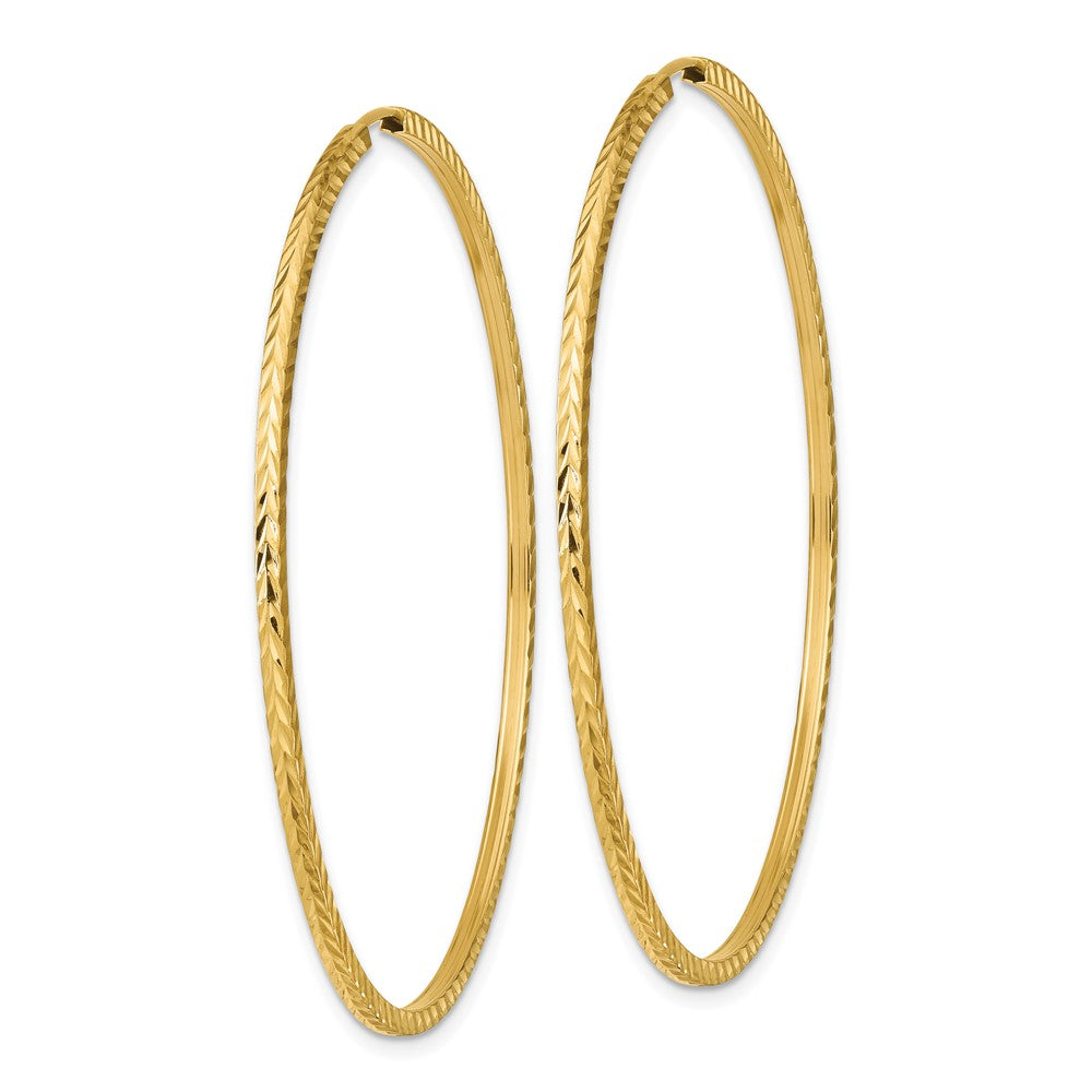 10K Yellow Gold Diamond-Cut Square Tube Endless Hoop Earrings