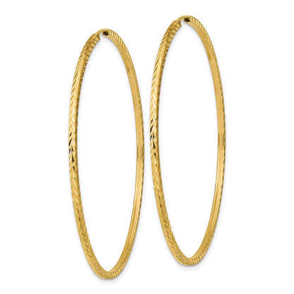 10K Yellow Gold Diamond-Cut Square Tube Endless Hoop Earrings