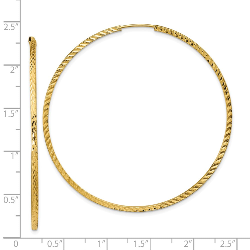 10K Yellow Gold Diamond-Cut Square Tube Endless Hoop Earrings