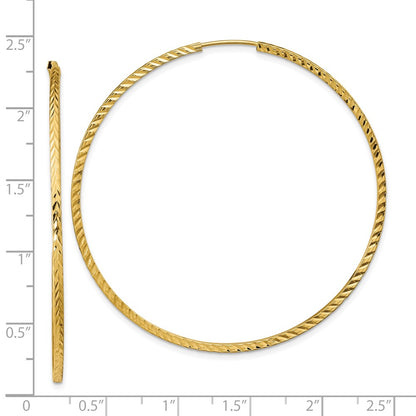 10K Yellow Gold Diamond-Cut Square Tube Endless Hoop Earrings