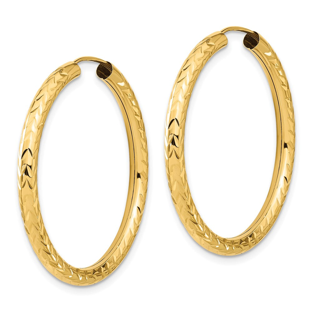 10K Yellow Gold Polished & D/C Endless Hoop Earrings