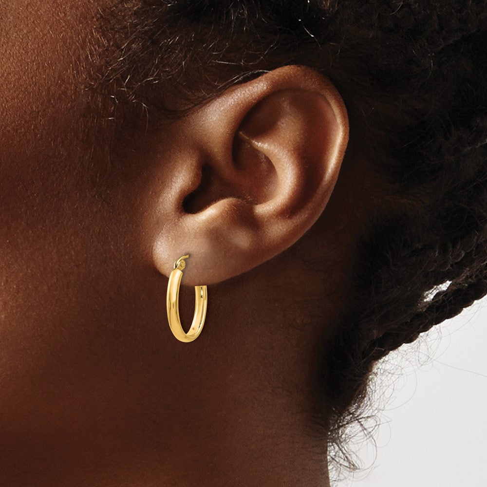 10K Yellow Gold Polished 2.75mm Oval Tube Hoop Earrings