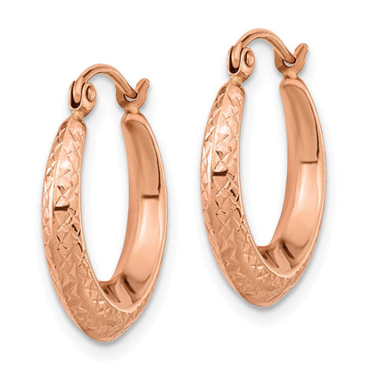 10K Rose Gold 10K Textured Hollow Hoop Earrings