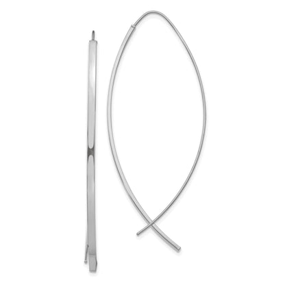 10K White Gold 1.75mm Square Tube Wire Threader Earrings