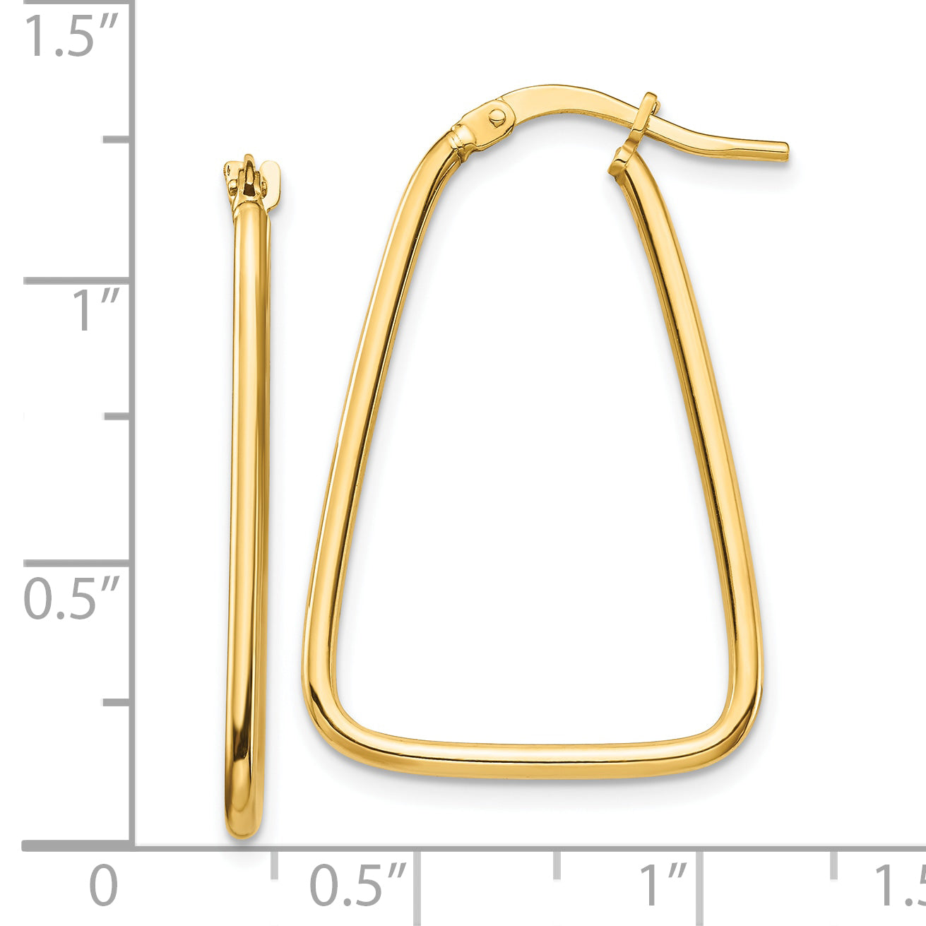 10K Yellow Gold 1.5mm Polished Triangle Dangle Hoop Earrings