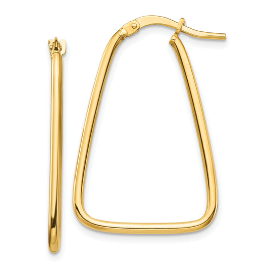 10K Yellow Gold 1.5mm Polished Triangle Dangle Hoop Earrings