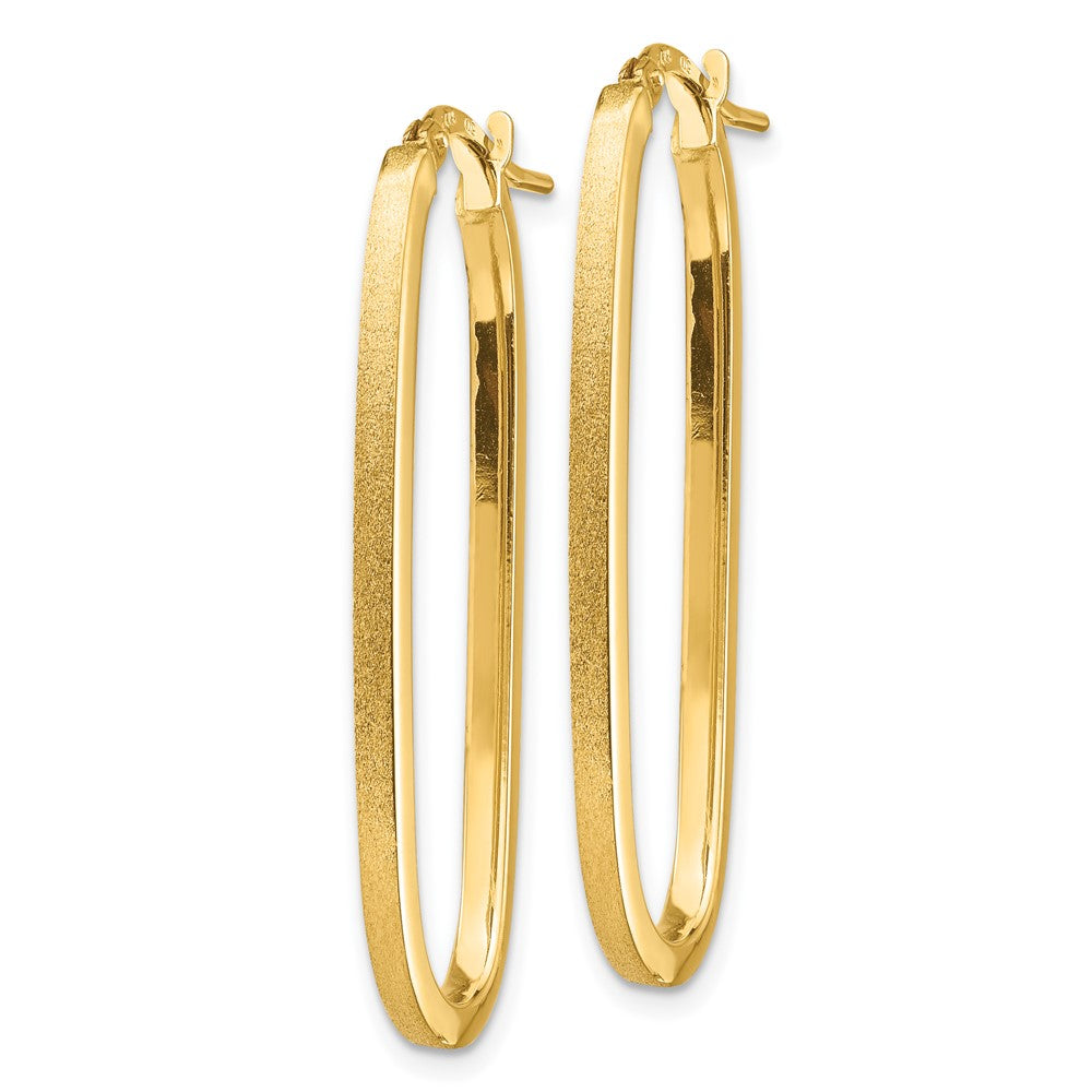10K Yellow Gold Polished & Satin 2mm Oval Hoop Earrings