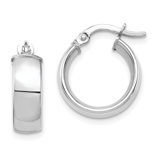 10K White Gold High Polished 5mm Hoop Earrings