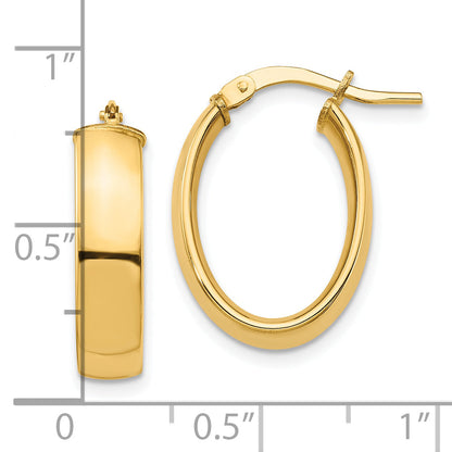 10K Yellow Gold High Polished 5mm Oval Hoop Earrings