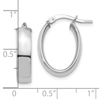 10K White Gold High Polished 5mm Oval Hoop Earrings