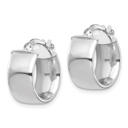 10K White Gold High Polished 7mm Hoop Earrings