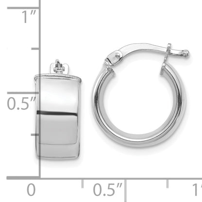 10K White Gold High Polished 7mm Hoop Earrings