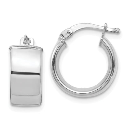 10K White Gold High Polished 7mm Hoop Earrings