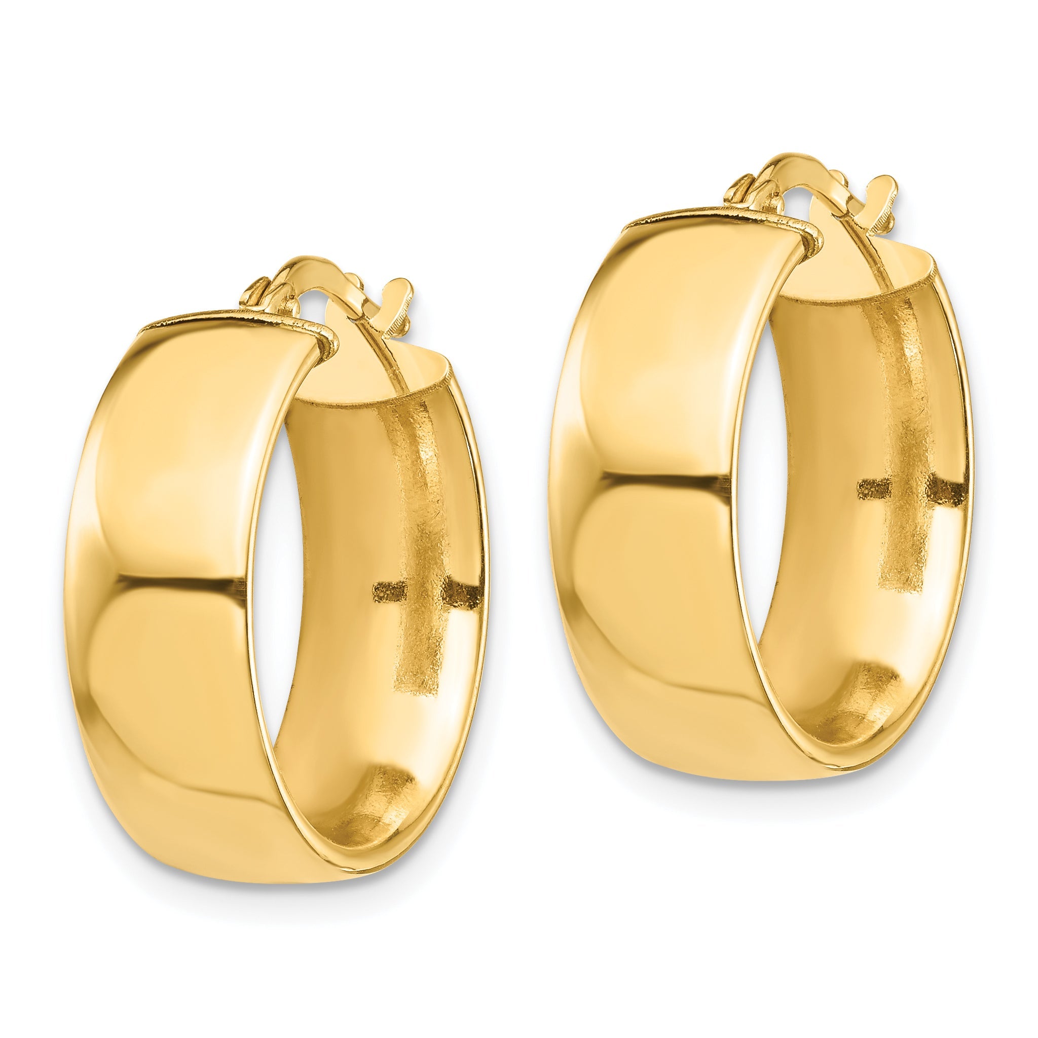 10K Yellow Gold High Polished 7mm Hoop Earrings
