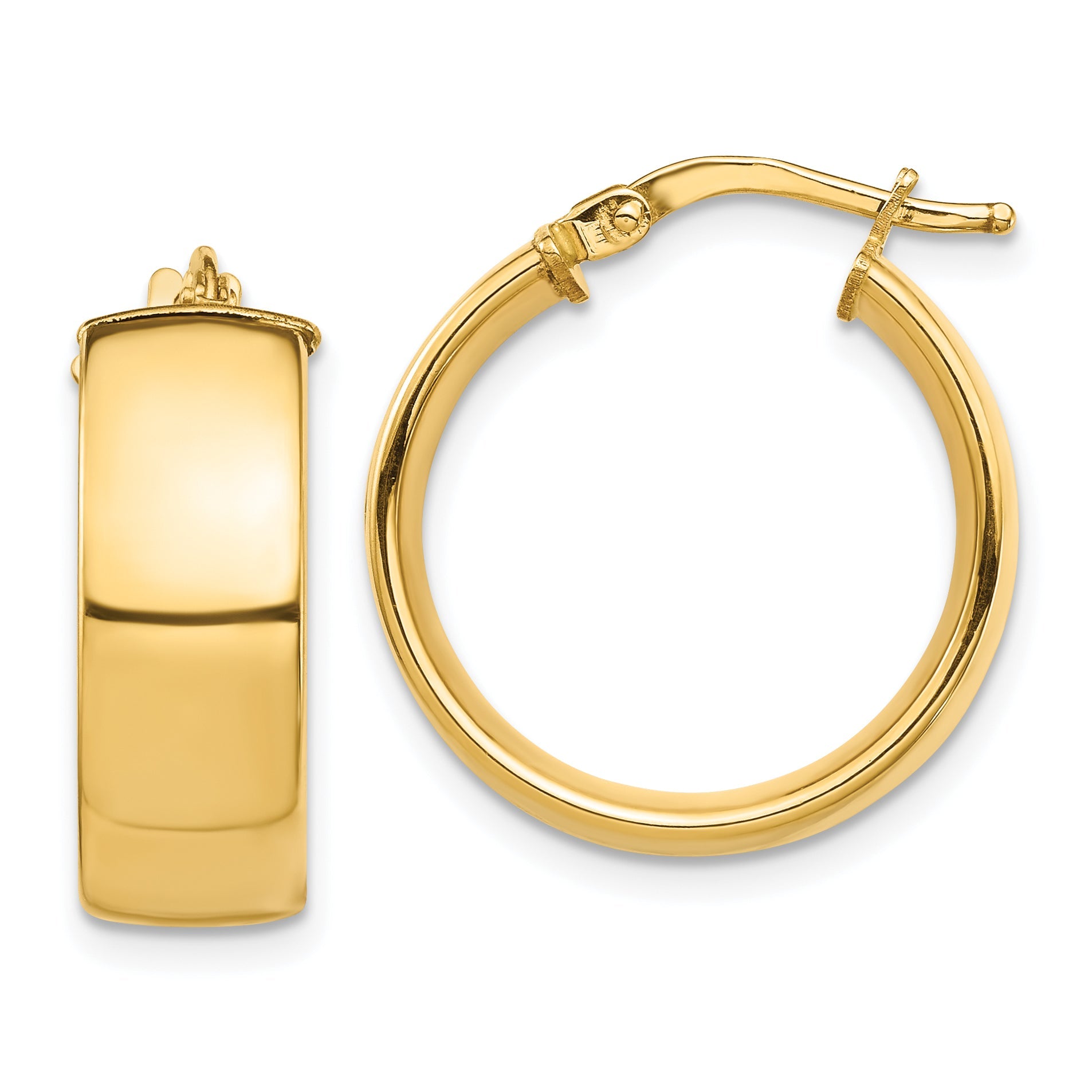 10K Yellow Gold High Polished 7mm Hoop Earrings