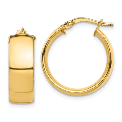 10K Yellow Gold High Polished 7mm Hoop Earrings