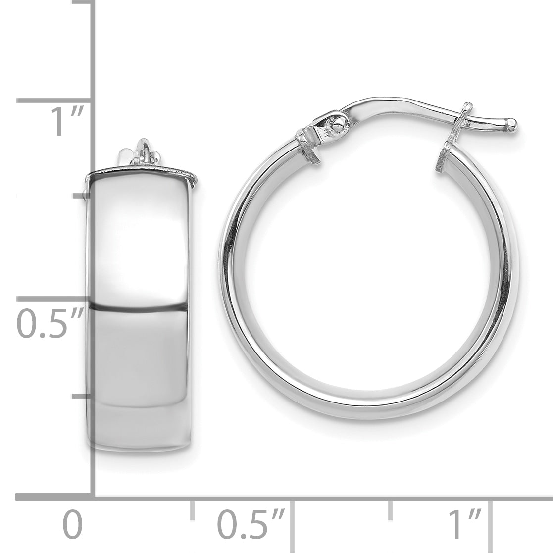 10K White Gold High Polished 7mm Hoop Earrings