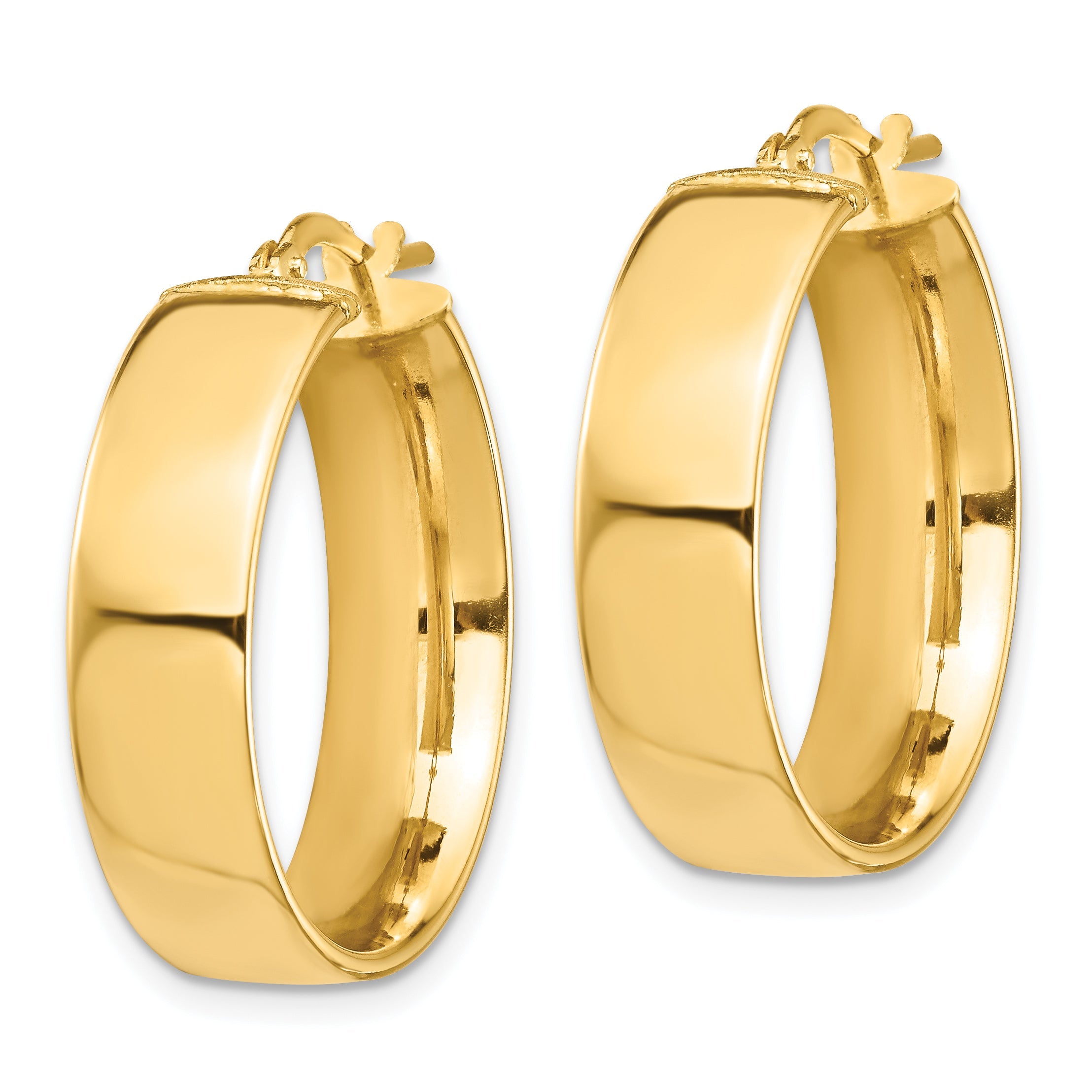 10K Yellow Gold High Polished 7mm Hoop Earrings