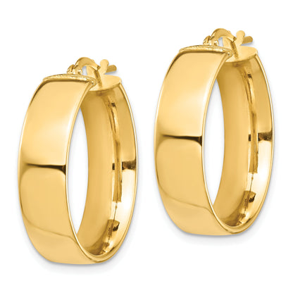 10K Yellow Gold High Polished 7mm Hoop Earrings