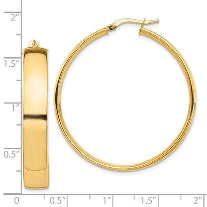 10K Yellow Gold High Polished 7mm Hoop Earrings