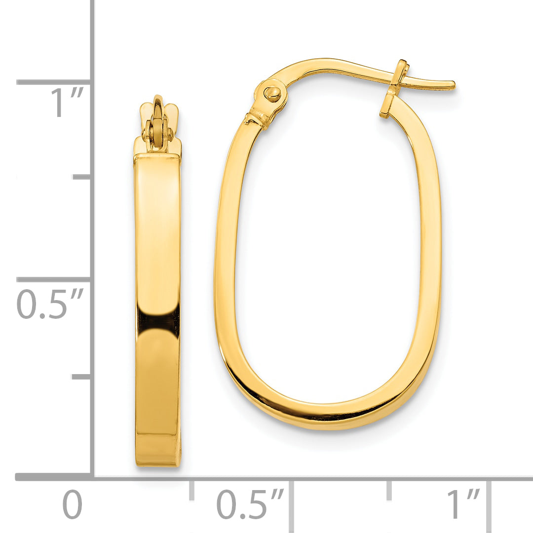 10K Yellow Gold 10K 3X2mm Oval Hoop Earrings