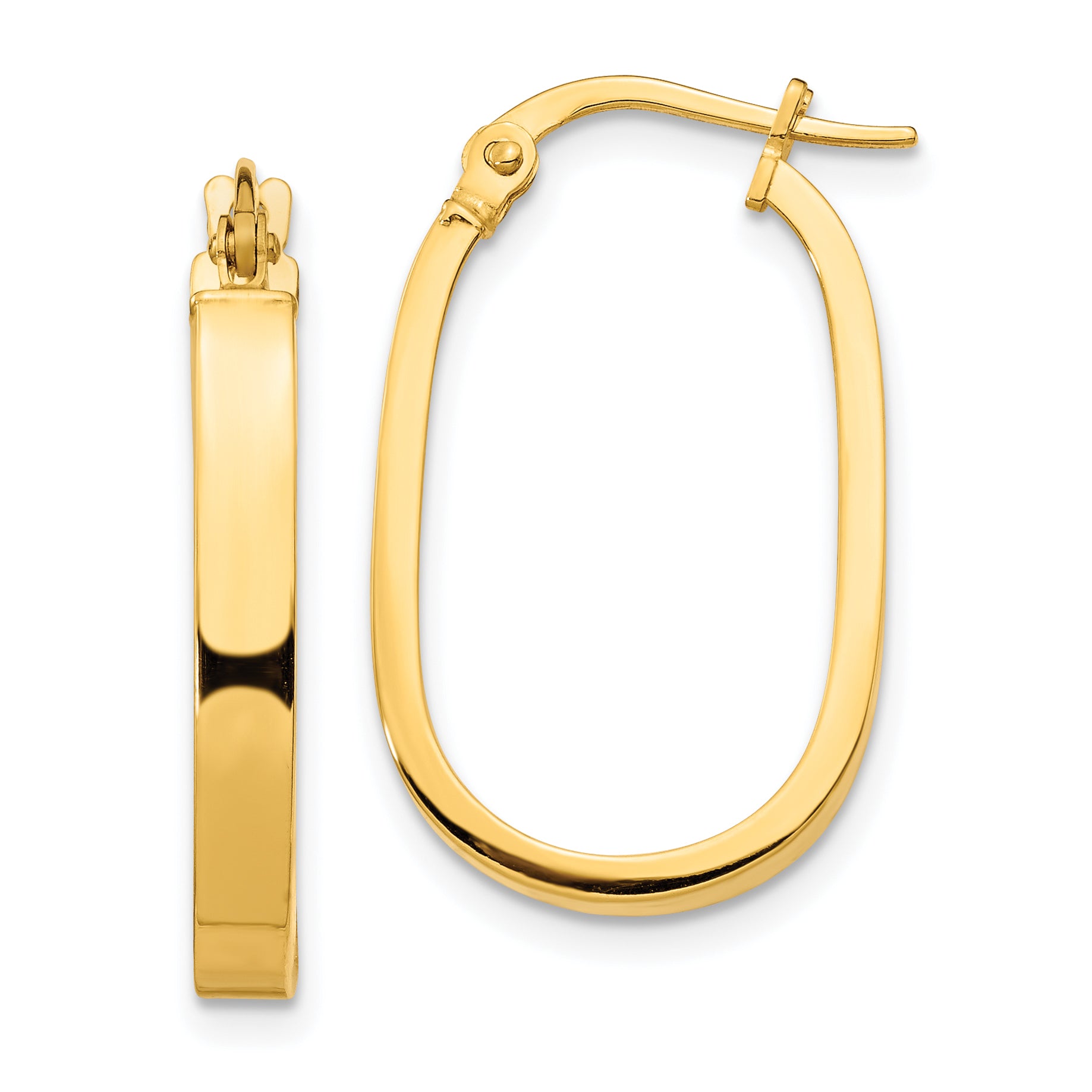 10K Yellow Gold 10K 3X2mm Oval Hoop Earrings