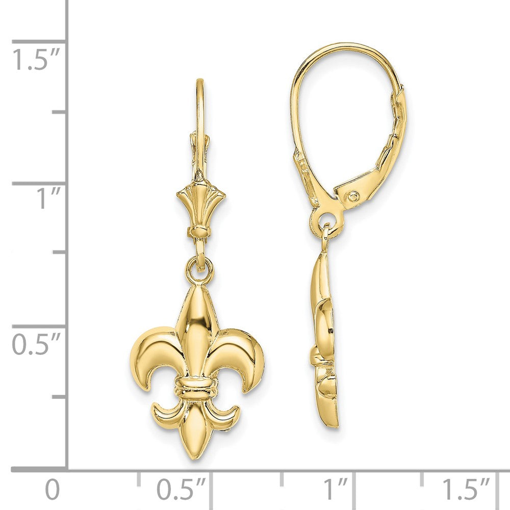 10K Yellow Gold 10K Small Fleur-De-Lis Leverback Earrings
