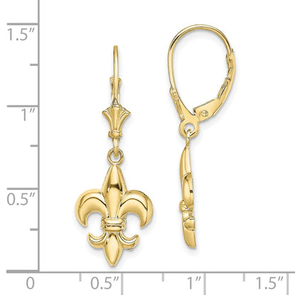 10K Yellow Gold 10K Small Fleur-De-Lis Leverback Earrings