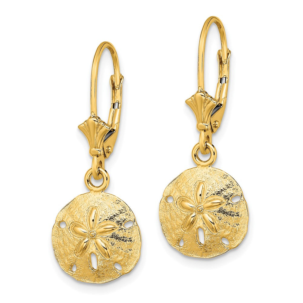 10K Yellow Gold 10K Polished Sand Dollar Leverback Earrings