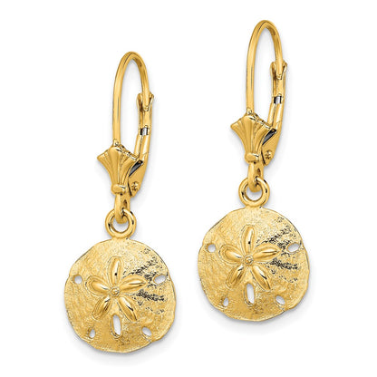 10K Yellow Gold 10K Polished Sand Dollar Leverback Earrings